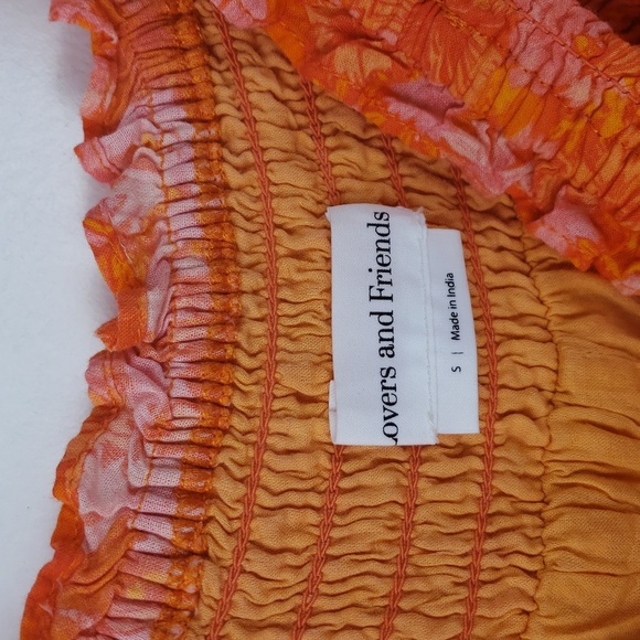 Lovers and Friends Reston Mini Dress in Mitzy Ditsy Orange Size Small - smocked - Picture 6 of 9